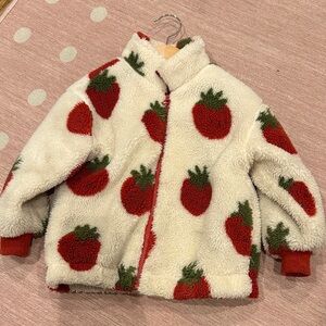 Cozy Strawberry Print Kids Jacket